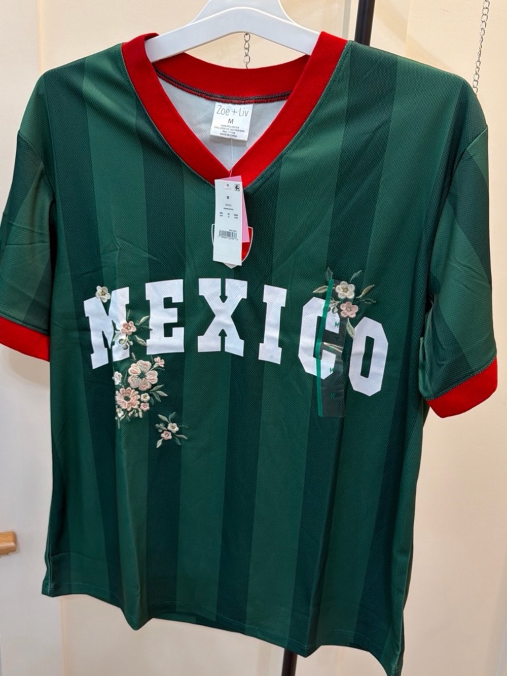 Zoe + Liv Green Jersey with Red Trim and White Lettering #741